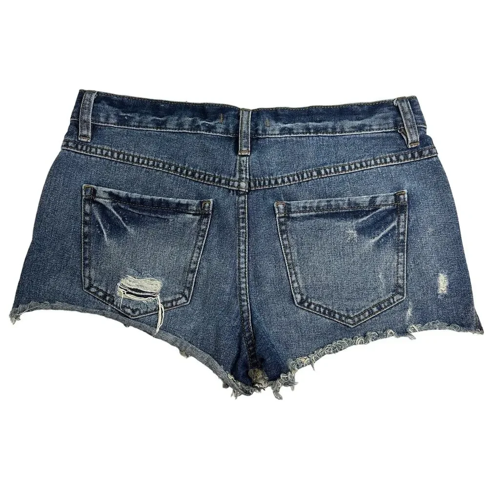 Free People Cut Off Jean‎ Shorts Size 25 Short Shorts Button Front Distressed